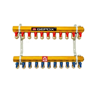 Rozdzielacz C.O. 11 obwodów GEPOX zaworki PEX odpowietrzniki DO GRZEJNIKÓW